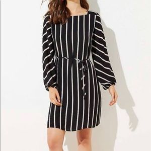 LOFT striped tie waist dress
